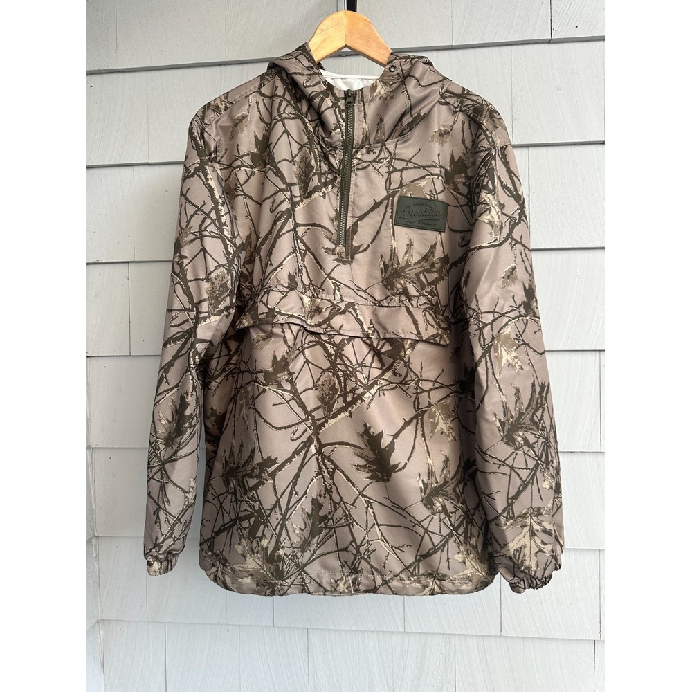 Brooklyn Cloth Mens M Camo Anorak Windbreaker Army Green Hooded Pullover